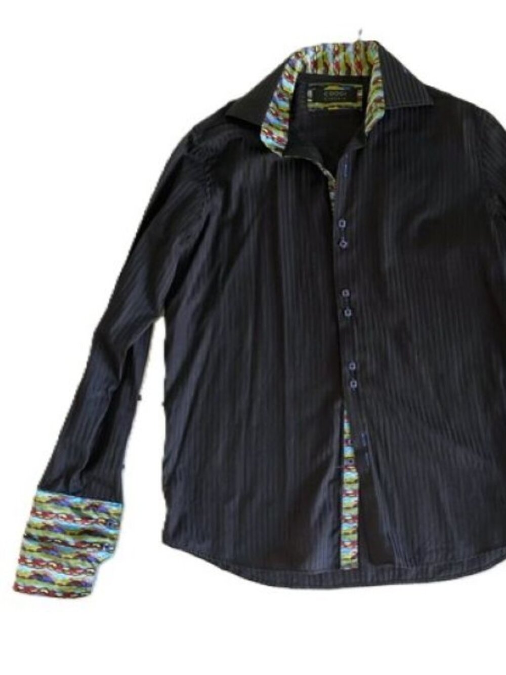 Men's Coogi Classic Black & Multi-Color Modern Accents Dress Shirt
